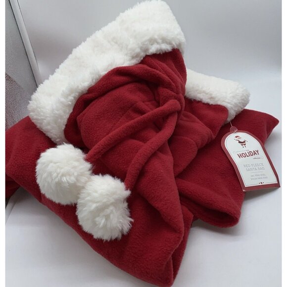 Pottery Barn Kids Alyssa Large Red Fleece Santa Bag Sack Christmas Stocking - Picture 1 of 16